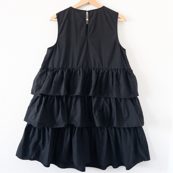 Who What Wear Black Sleeveless Tiered Ruffle Midi Dress Women’s Size Medium - Picture 7 of 11